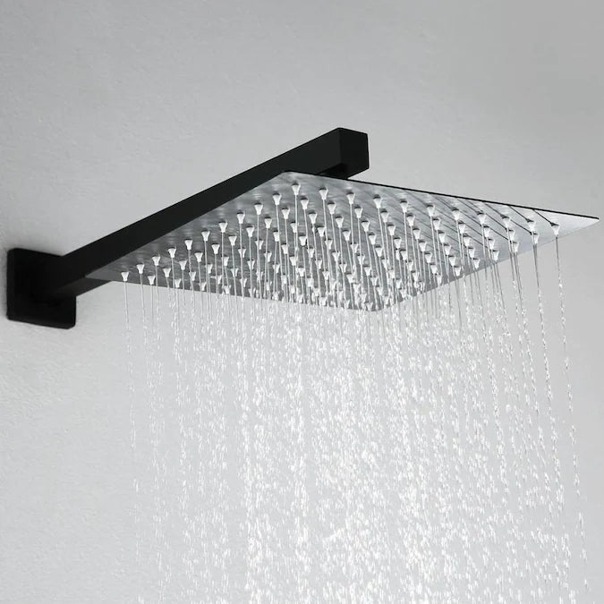 Wall Mounted Bathroom Rain Hot And Cold Complete Black Brass