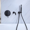 2 Handle Tub Spot Wall Mount Rain Mixer Shower Faucet Tub And Shower Faucet With Hand Shower In Black Valve Included Matte Black Brass