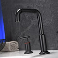 Matt Black Widespread Bathroom Sink Faucet With With Cupc Water Supply Hose And Cartridge Matte Black Brass