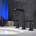 Matt Black Widespread Bathroom Sink Faucet With With Cupc Water Supply Hose And Cartridge Matte Black Brass