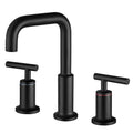 Matt Black Widespread Bathroom Sink Faucet With With Cupc Water Supply Hose And Cartridge Matte Black Brass