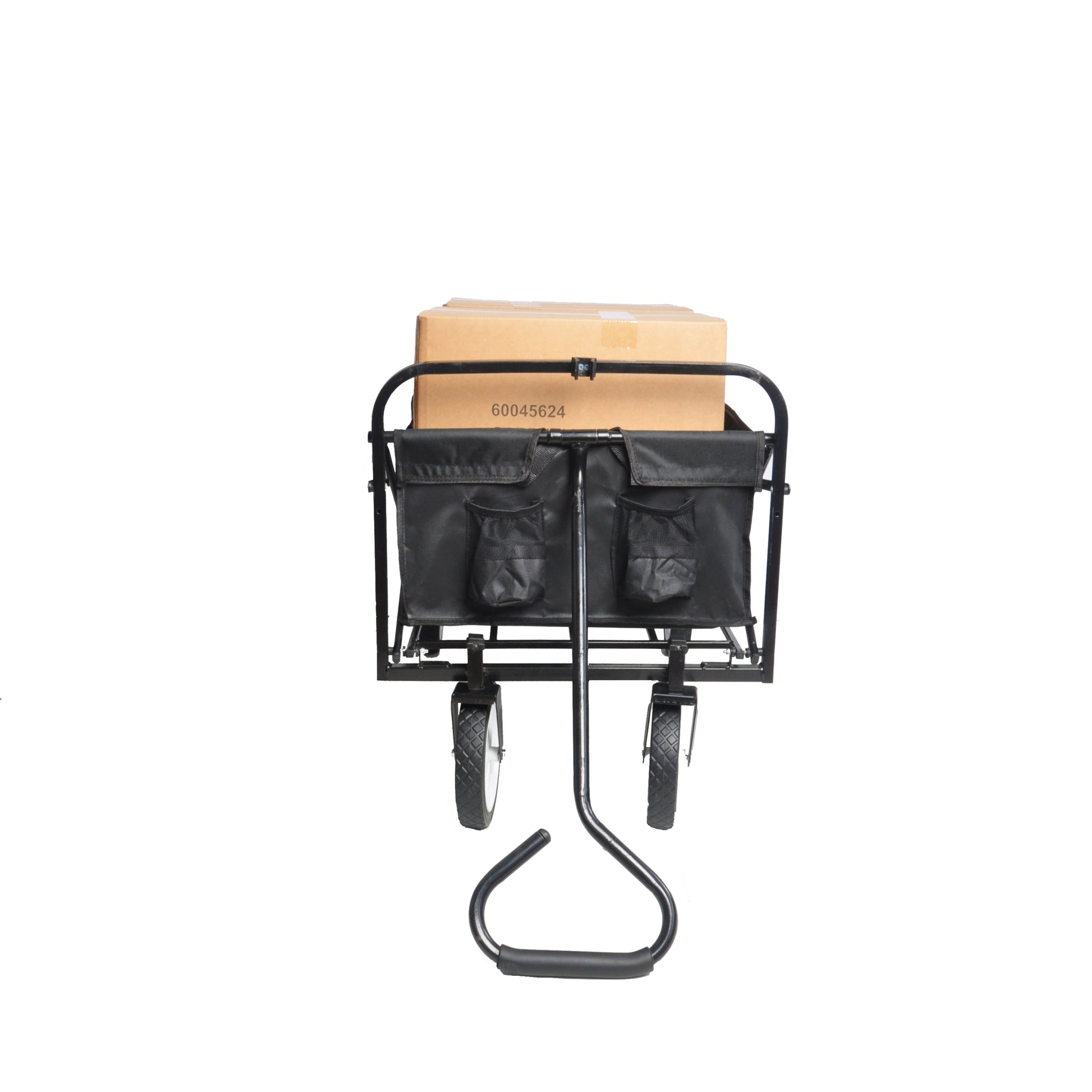 Folding Wagon Garden Shopping Beach Cart Black Black Steel