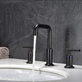 Matt Black Widespread Bathroom Sink Faucet With With Cupc Water Supply Hose And Cartridge Matte Black Brass