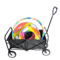 Folding Wagon Garden Shopping Beach Cart Black Black Steel