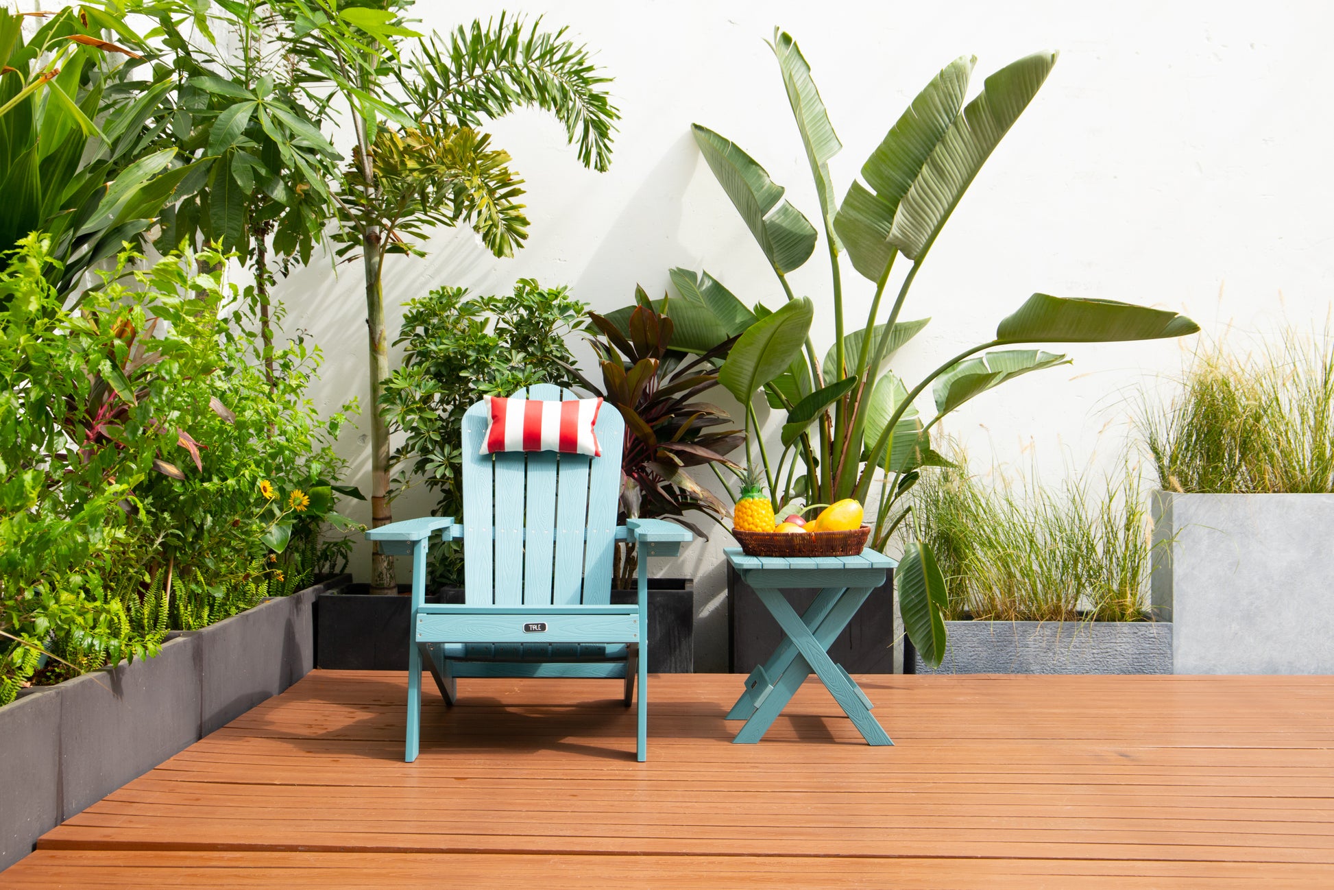 Tale Adirondack Chair Backyard Furniture Painted Seat Pillow Red Ban On Red Striped Polyester