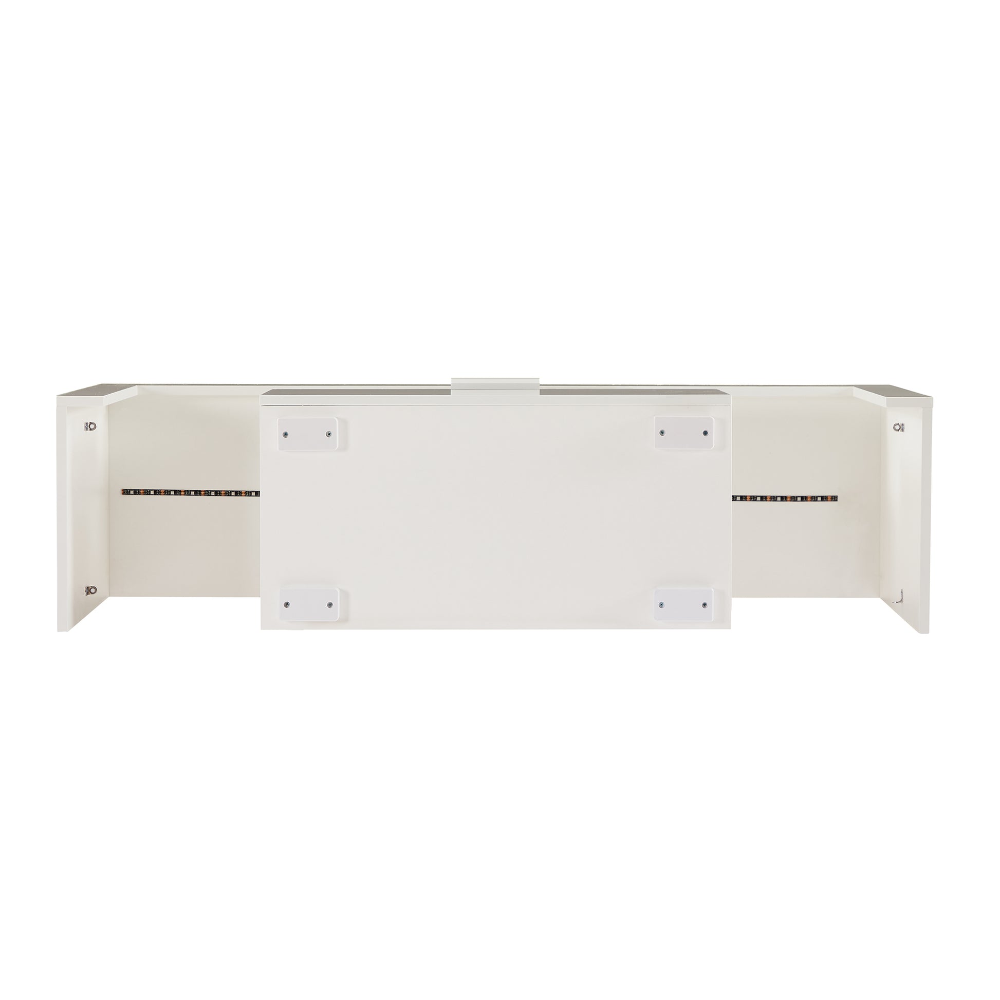 Fashiontvstandtvcabinet,Entertainmentcenter,Tvstationtv Console,Media Console,With Ledlight Belt,Light Belt Remote Control,Toughenedglassshelf,Metal Handle,Canbeplaced In The Living Room,Bedroom,White White Primary Living Space 50 59 Inches 50 59 Inches