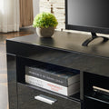 Black Morden Tv Stand With Led Lights,High Glossy Front Tv Cabinet,Can Be Assembled In Lounge Room, Living Room Or Bedroom,Color:Black Black 50 59 Inches Particle Board