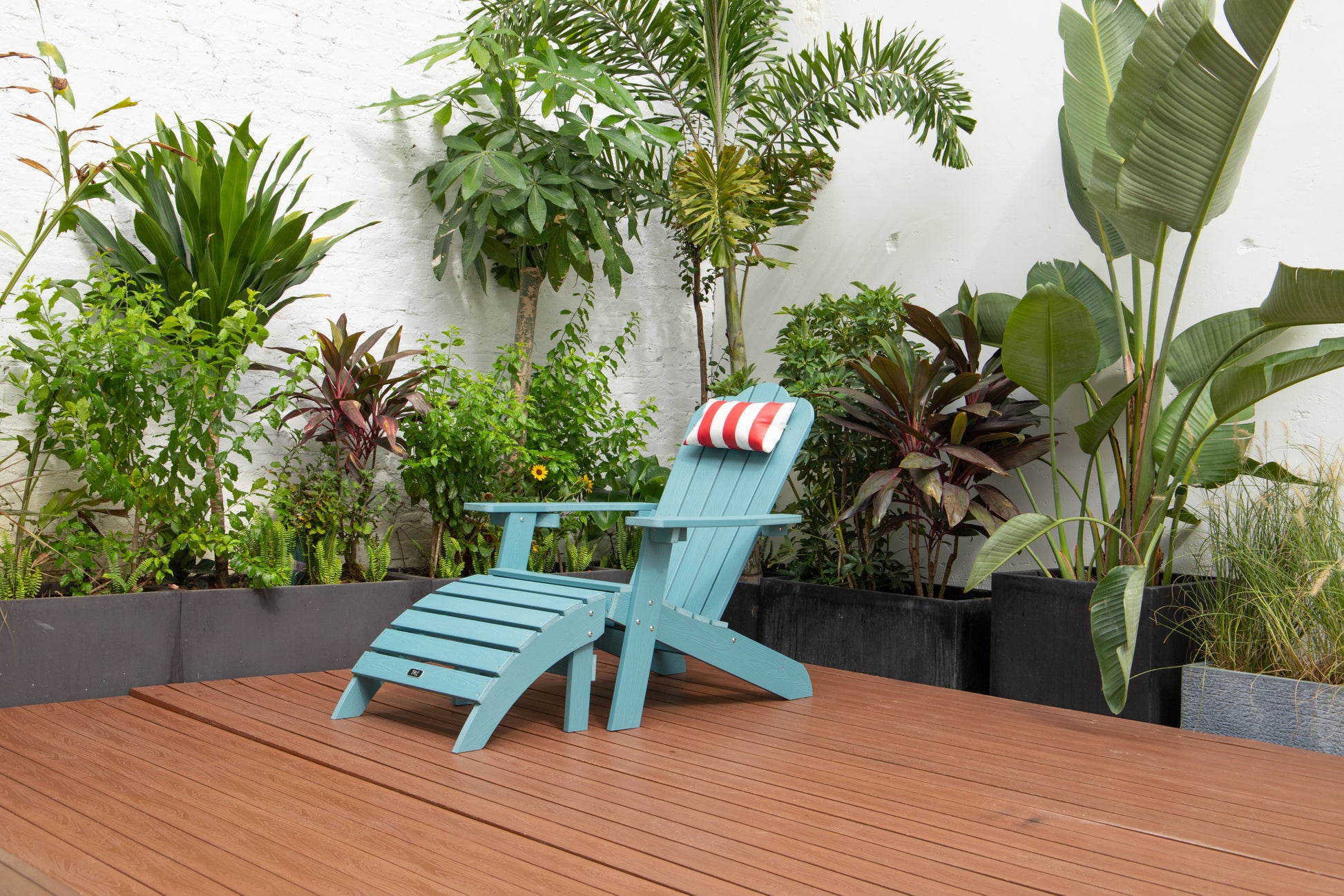 Tale Adirondack Chair Backyard Furniture Painted Seat Pillow Red Ban On Red Striped Polyester