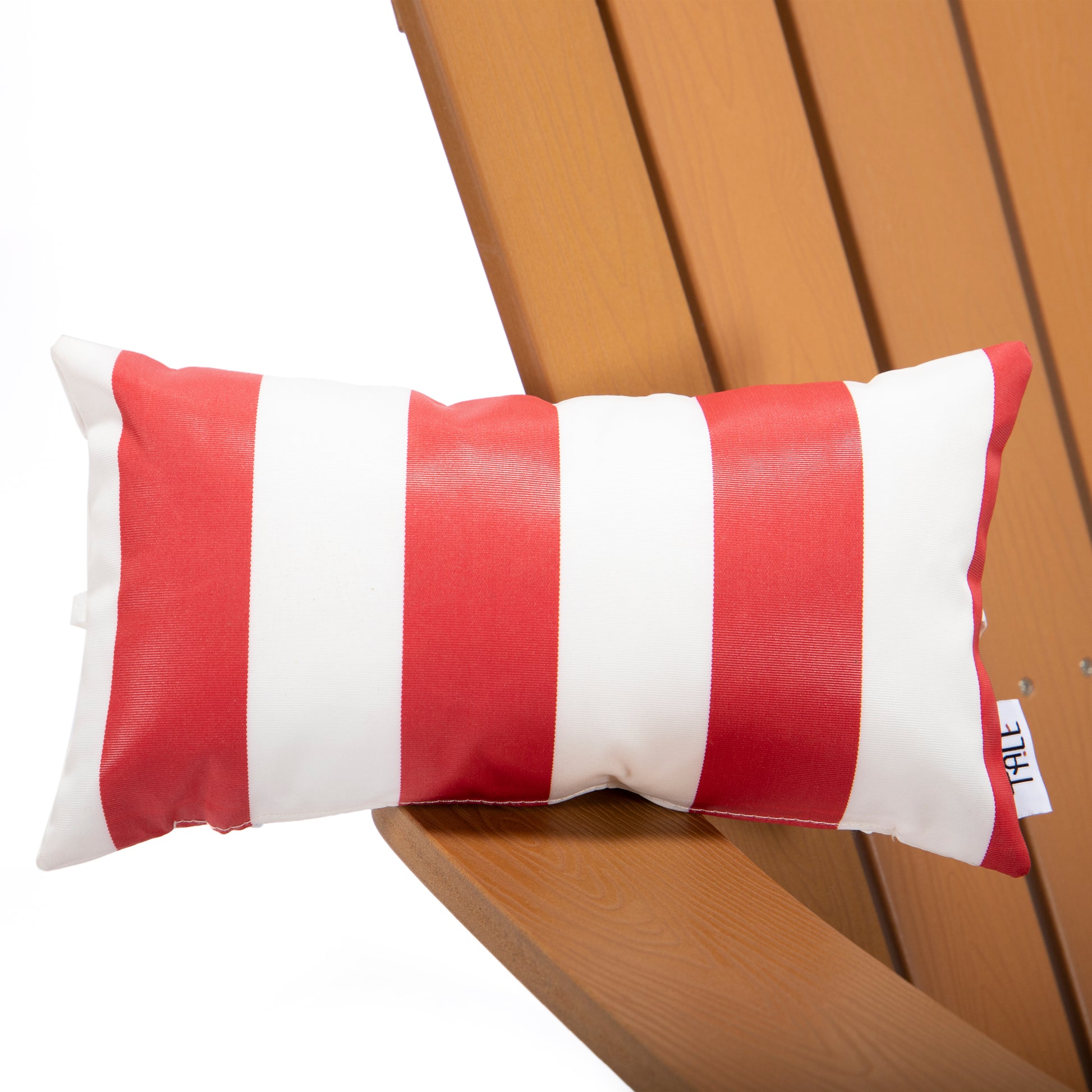 Tale Adirondack Chair Backyard Furniture Painted Seat Pillow Red Ban On Red Striped Polyester