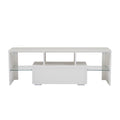 Fashiontvstandtvcabinet,Entertainmentcenter,Tvstationtv Console,Media Console,With Ledlight Belt,Light Belt Remote Control,Toughenedglassshelf,Metal Handle,Canbeplaced In The Living Room,Bedroom,White White Primary Living Space 50 59 Inches 50 59 Inches