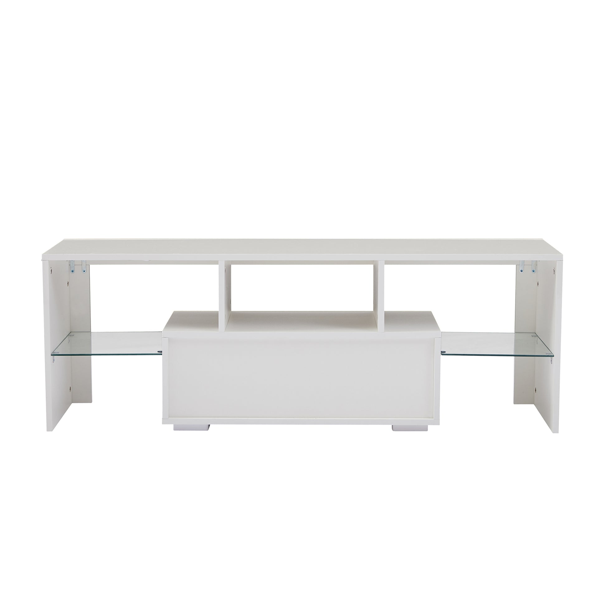 Fashiontvstandtvcabinet,Entertainmentcenter,Tvstationtv Console,Media Console,With Ledlight Belt,Light Belt Remote Control,Toughenedglassshelf,Metal Handle,Canbeplaced In The Living Room,Bedroom,White White Primary Living Space 50 59 Inches 50 59 Inches