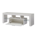 Fashiontvstandtvcabinet,Entertainmentcenter,Tvstationtv Console,Media Console,With Ledlight Belt,Light Belt Remote Control,Toughenedglassshelf,Metal Handle,Canbeplaced In The Living Room,Bedroom,White White Primary Living Space 50 59 Inches 50 59 Inches