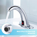 Automatic Sensor Touchless Bathroom Sink Faucet With Deck Plate, Chrome Vanity Faucets, Hands Free Bathroom Water Tap With Cold And Hot Water Mixer Chrome Zinc