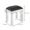 Mirrored Vanity Stool Makeup Bench With Pu Leather, Dressing Chair Cushioned Modern Piano Seat For Bedroom Living Room Silve Silver Glass