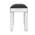 Mirrored Vanity Stool Makeup Bench With Pu Leather, Dressing Chair Cushioned Modern Piano Seat For Bedroom Living Room Silve Silver Glass