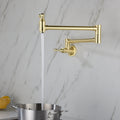 Pot Filler Faucet Wall Mount Gold Brass