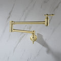 Pot Filler Faucet Wall Mount Gold Brass