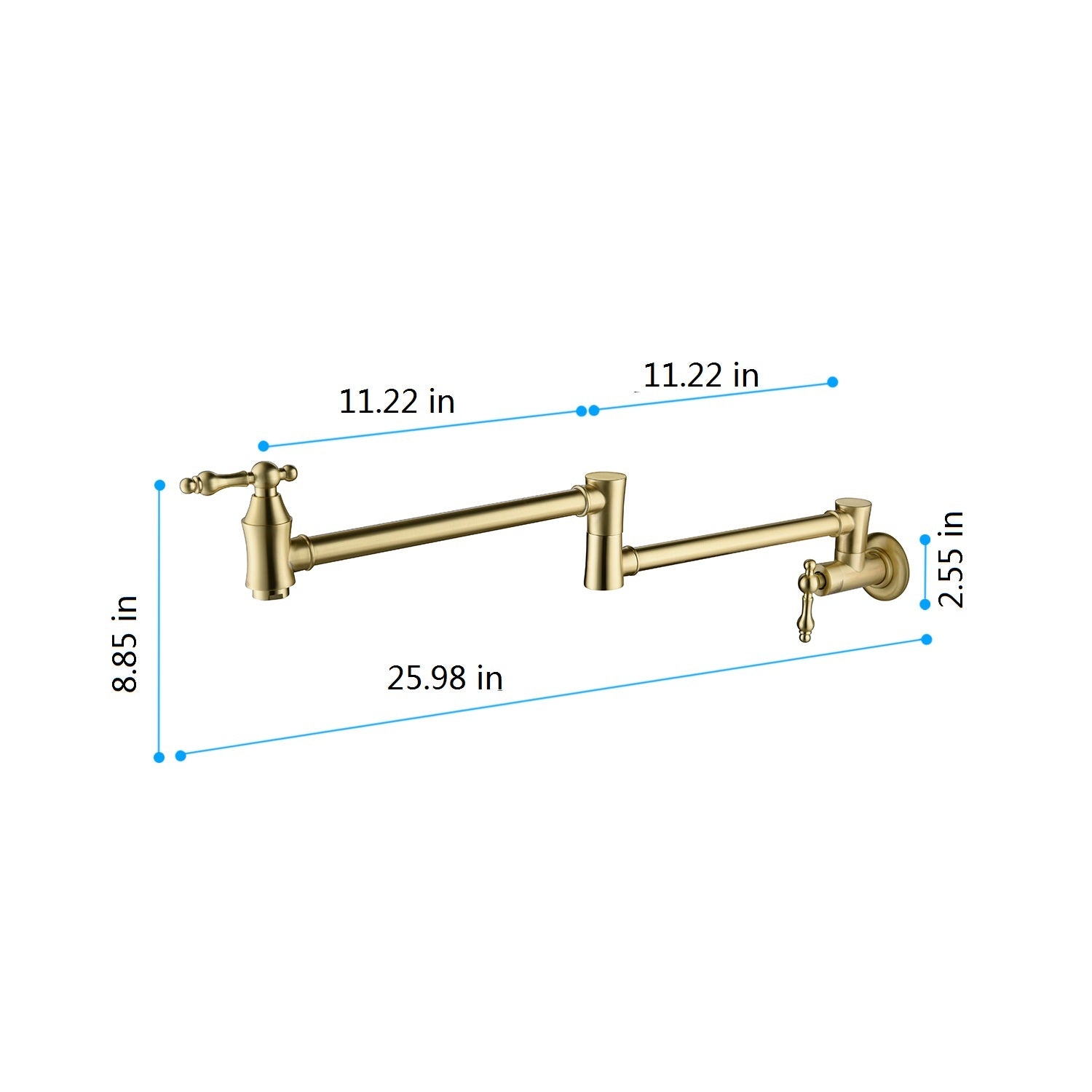 Pot Filler Faucet Wall Mount Gold Brass