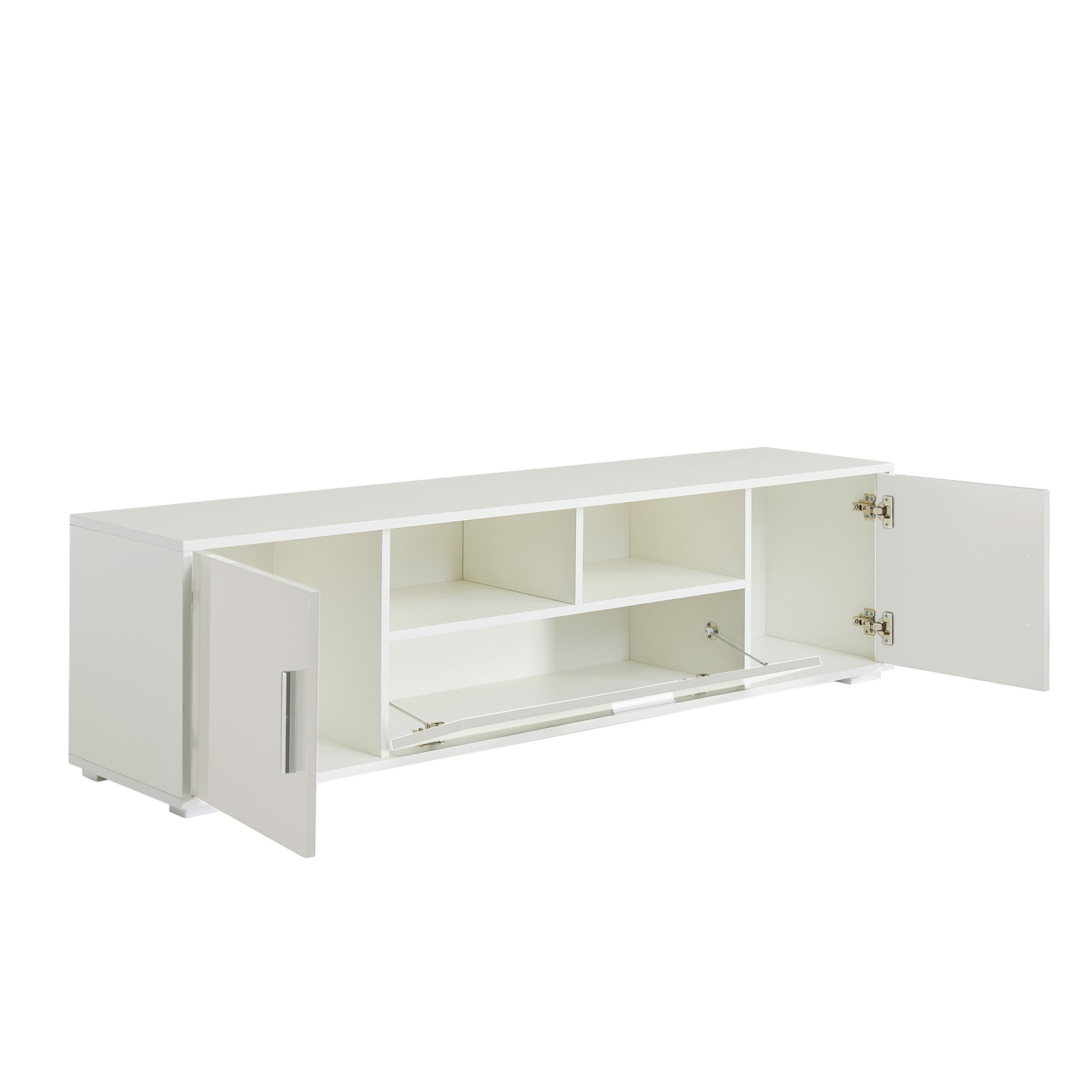 Quickassemblefashiontvstand,Tvcabinet,Entertainment Center Tv Station,Tvconsole,Console With Led Light Belt, Light Belt Can Be Remote Control,With Cabinets,Open Cells,For The Living Room,Bedroom,White White Primary Living Space 60 69 Inches 60 69 Inches