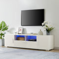 Quickassemblefashiontvstand,Tvcabinet,Entertainment Center Tv Station,Tvconsole,Console With Led Light Belt, Light Belt Can Be Remote Control,With Cabinets,Open Cells,For The Living Room,Bedroom,White White Primary Living Space 60 69 Inches 60 69 Inches