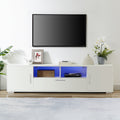 Quickassemblefashiontvstand,Tvcabinet,Entertainment Center Tv Station,Tvconsole,Console With Led Light Belt, Light Belt Can Be Remote Control,With Cabinets,Open Cells,For The Living Room,Bedroom,White White Primary Living Space 60 69 Inches 60 69 Inches