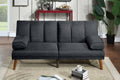 Black Polyfiber Adjustable Sofa Bed Living Room Solid Wood Legs Plush Couch Black Wood Primary Living Space Cushion Back Classic,Modern,Transitional Pillow Top Arms Foam Solid Wood 2 Seat