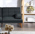 Black Polyfiber 1Pc Adjustable Tufted Sofa Living Room Solid Wood Legs Plush Couch Black Wood Primary Living Space Tufted Back Modern Pillow Top Arms Foam Solid Wood 2 Seat