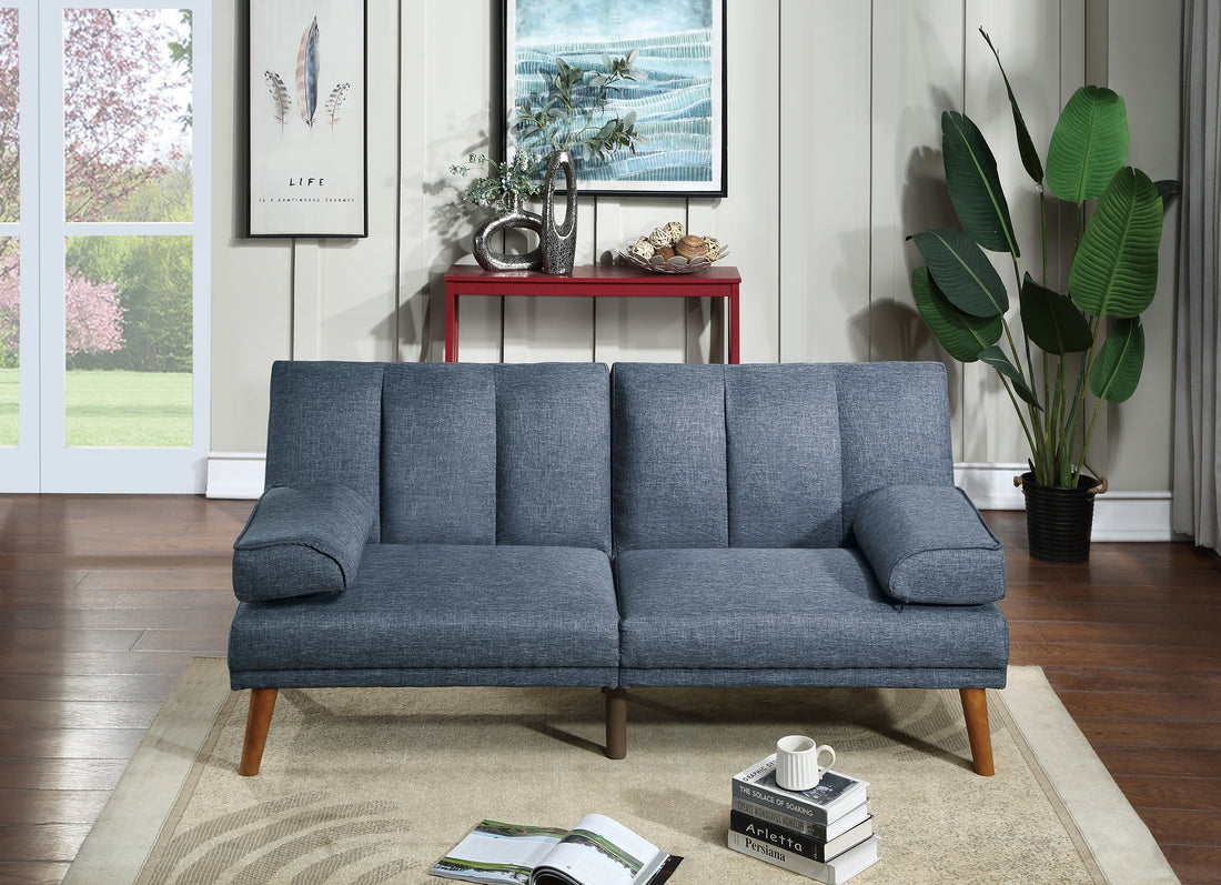 Navy Polyfiber 1Pc Adjustable Sofa Living Room Furniture Solid Wood Legs Plush Couch Navy Wood Primary Living Space Cushion Back Contemporary,Modern Pillow Top Arms Foam Plywood 4 Seat