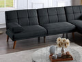 Black Polyfiber 1Pc Adjustable Tufted Sofa Living Room Solid Wood Legs Plush Couch Black Wood Primary Living Space Tufted Back Modern Pillow Top Arms Foam Solid Wood 2 Seat