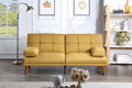 Mustard Polyfiber 1Pc Adjustable Tufted Sofa Living Room Solid Wood Legs Comfort Couch Mustard Wood Primary Living Space Tufted Back Contemporary,Modern Pillow Top Arms Foam Plywood 2 Seat