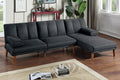 Black Polyfiber 2Pc Sectional Sofa Set Living Room Furniture Solid Wood Legs Plush Couch Adjustable Sofa Chaise Black Wood Primary Living Space Cushion Back Classic,Contemporary,Modern Pillow Top Arms Foam Plywood 3 Seat