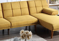 Mustard Polyfiber 1Pc Adjustable Tufted Sofa Living Room Solid Wood Legs Comfort Couch Mustard Wood Primary Living Space Tufted Back Contemporary,Modern Pillow Top Arms Foam Plywood 2 Seat