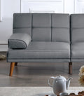 Blue Grey Polyfiber Adjustable Tufted Sofa Living Room Solid Wood Legs Comfort Couch Blue Grey Wood Primary Living Space Tufted Back Contemporary,Modern Pillow Top Arms Foam Plywood 2 Seat