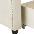 Twin Size Upholstered Daybed With Drawers, Wood Slat Support, Beige Beige Velvet