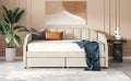 Twin Size Upholstered Daybed With Drawers, Wood Slat Support, Beige Beige Velvet