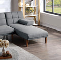 Blue Grey Color Polyfiber 2Pc Sectional Sofa Set Living Room Furniture Solid Wood Legs Tufted Couch Adjustable Sofa Chaise Grey Mix Wood Primary Living Space Tufted Back Contemporary,Modern L Shaped Pillow Top Arms Foam Plywood 5 Seat