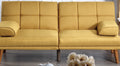 Mustard Polyfiber 1Pc Adjustable Tufted Sofa Living Room Solid Wood Legs Comfort Couch Mustard Wood Primary Living Space Tufted Back Contemporary,Modern Pillow Top Arms Foam Plywood 2 Seat