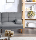 Blue Grey Polyfiber Adjustable Tufted Sofa Living Room Solid Wood Legs Comfort Couch Blue Grey Wood Primary Living Space Tufted Back Contemporary,Modern Pillow Top Arms Foam Plywood 2 Seat