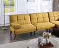 Mustard Polyfiber 1Pc Adjustable Tufted Sofa Living Room Solid Wood Legs Comfort Couch Mustard Wood Primary Living Space Tufted Back Contemporary,Modern Pillow Top Arms Foam Plywood 2 Seat