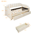 Twin Size Upholstered Daybed With Drawers, Wood Slat Support, Beige Beige Velvet