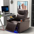 Power Motion Recliner With Usb Charging Port And Hidden Arm Storage 2 Convenient Cup Holders Design And 360 Swivel Tray Table,Brown Old Sku: Sg000630Aad Brown Foam Pu