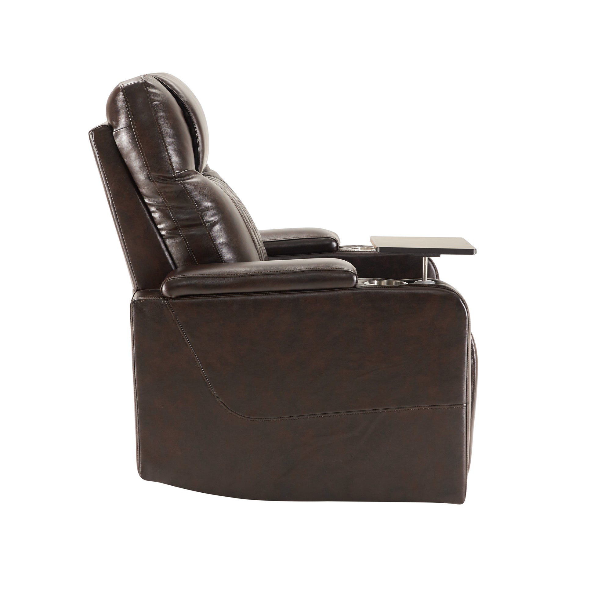 Power Motion Recliner With Usb Charging Port And Hidden Arm Storage 2 Convenient Cup Holders Design And 360 Swivel Tray Table,Brown Old Sku: Sg000630Aad Brown Foam Pu