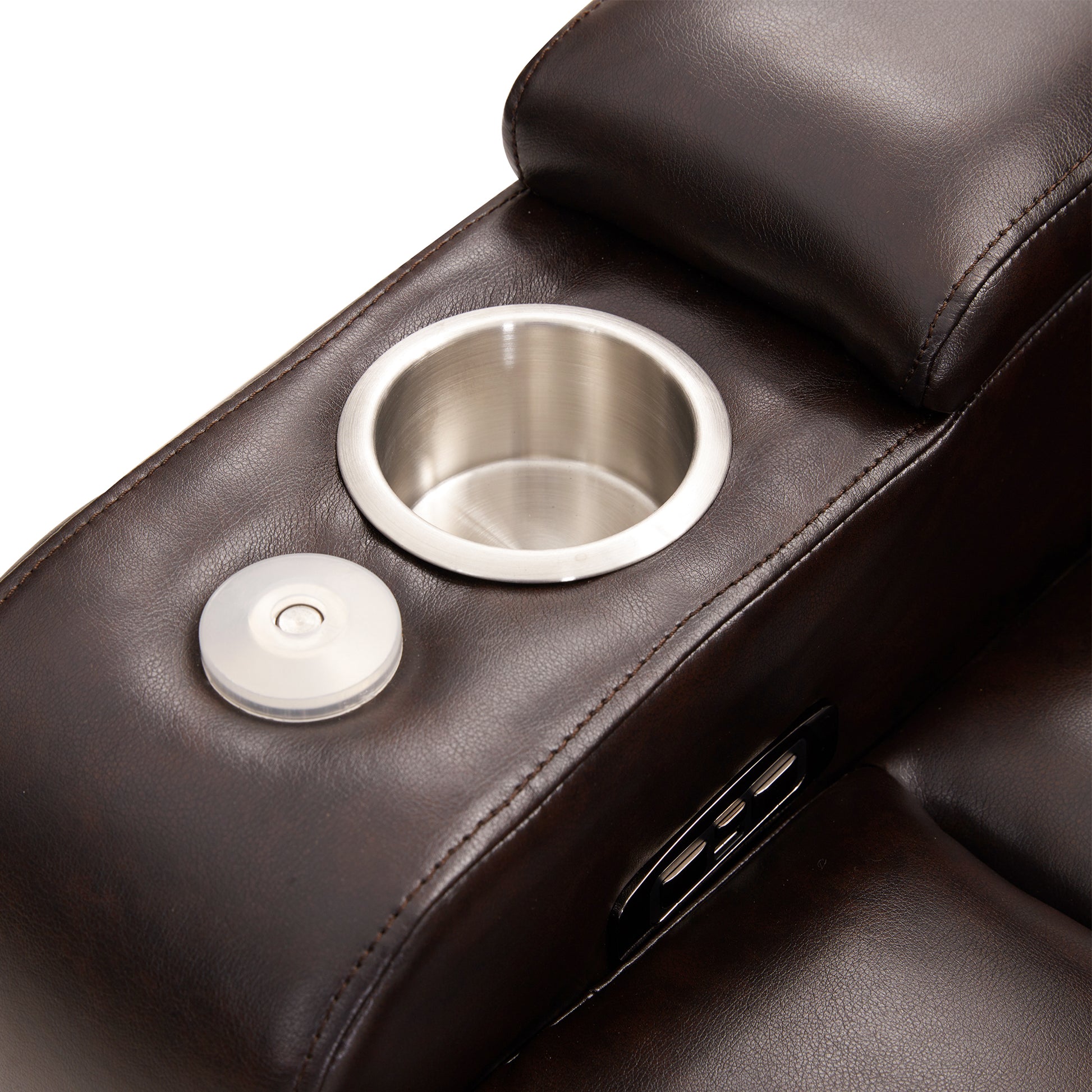 Power Motion Recliner With Usb Charging Port And Hidden Arm Storage 2 Convenient Cup Holders Design And 360 Swivel Tray Table,Brown Old Sku: Sg000630Aad Brown Foam Pu