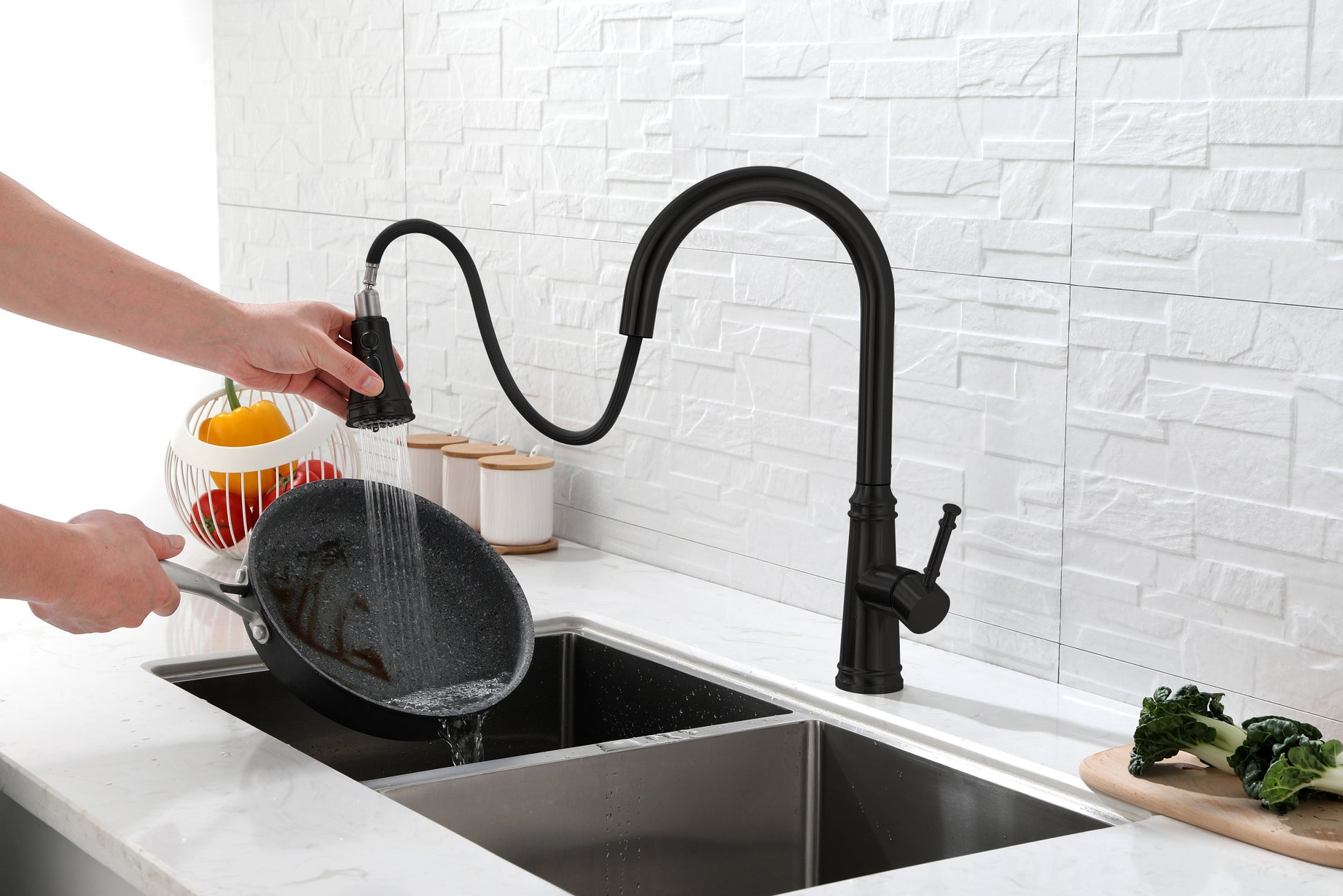 Touch Kitchen Faucet With Pull Down Sprayer Matte Black Stainless Steel