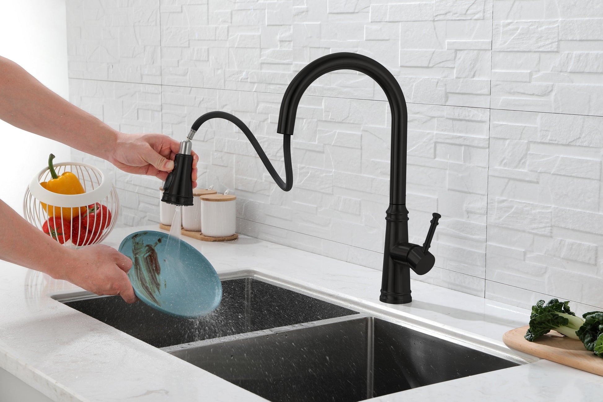 Touch Kitchen Faucet With Pull Down Sprayer Matte Black Stainless Steel