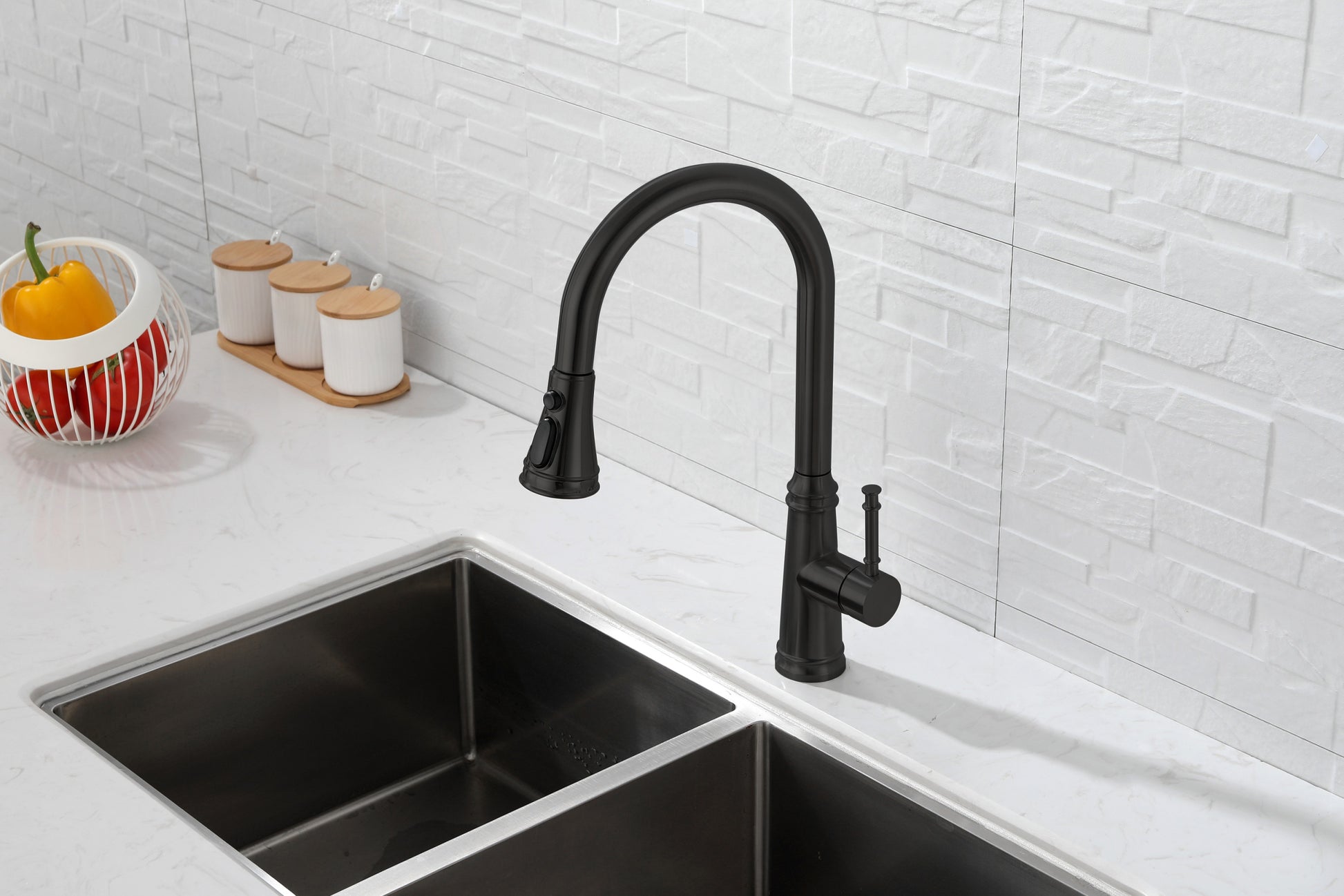 Touch Kitchen Faucet With Pull Down Sprayer Matte Black Stainless Steel