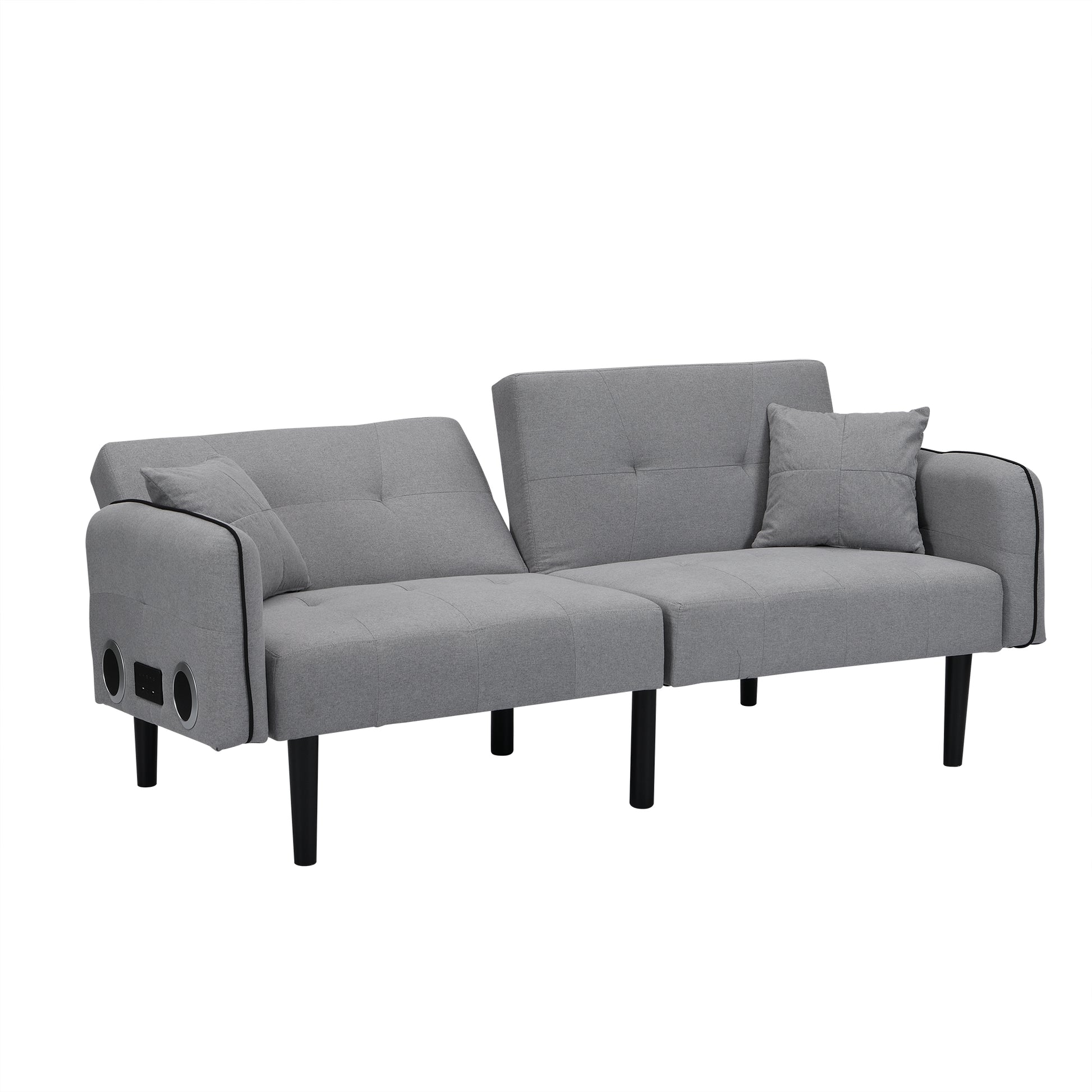 Folding Ottoman Sofa Bed With Stereo Gray Gray Linen