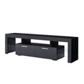 Fashiontvstandtvcabinet,Entertainmentcenter,Tvstationtv Console,Media Console,With Ledlight Belt,Light Belt Remote Control,Toughenedglassshelf,Metal Handle,Canbeplaced In The Living Room,Bedroom,Black Black Primary Living Space 60 69 Inches 60 69 Inches