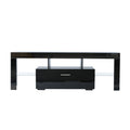 Fashiontvstandtvcabinet,Entertainmentcenter,Tvstationtv Console,Media Console,With Ledlight Belt,Light Belt Remote Control,Toughenedglassshelf,Metal Handle,Canbeplaced In The Living Room,Bedroom,Black Black Primary Living Space 50 59 Inches 50 59 Inches