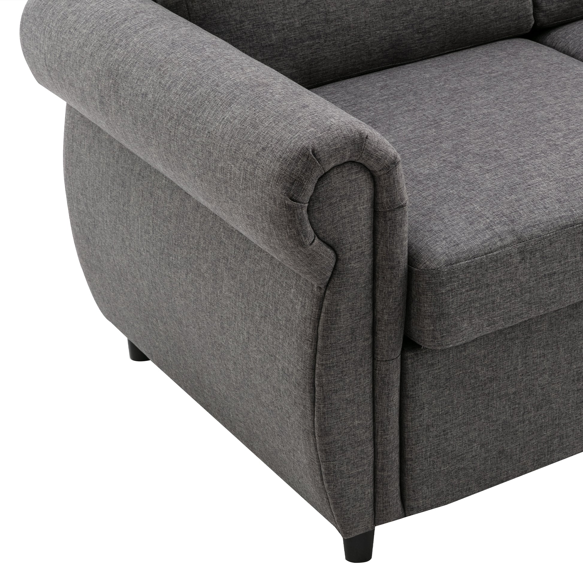 57.5" Orisfur Pull Out Sofa Bed Loveseat Sleeper With Twin Size Memory Mattress For Living Room Spaces, Gray Gray Foam Linen